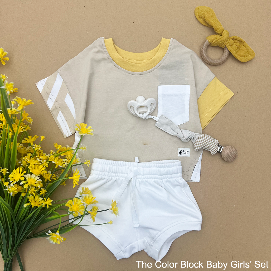The Color Block Set For Baby Girls (T-Shirt and Shorts included)
