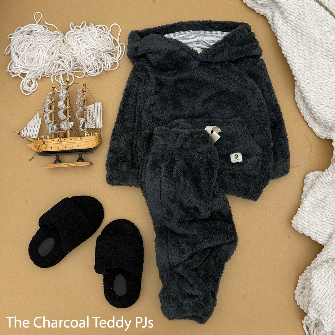 The Charcoal Teddy Kids Fleece PJs