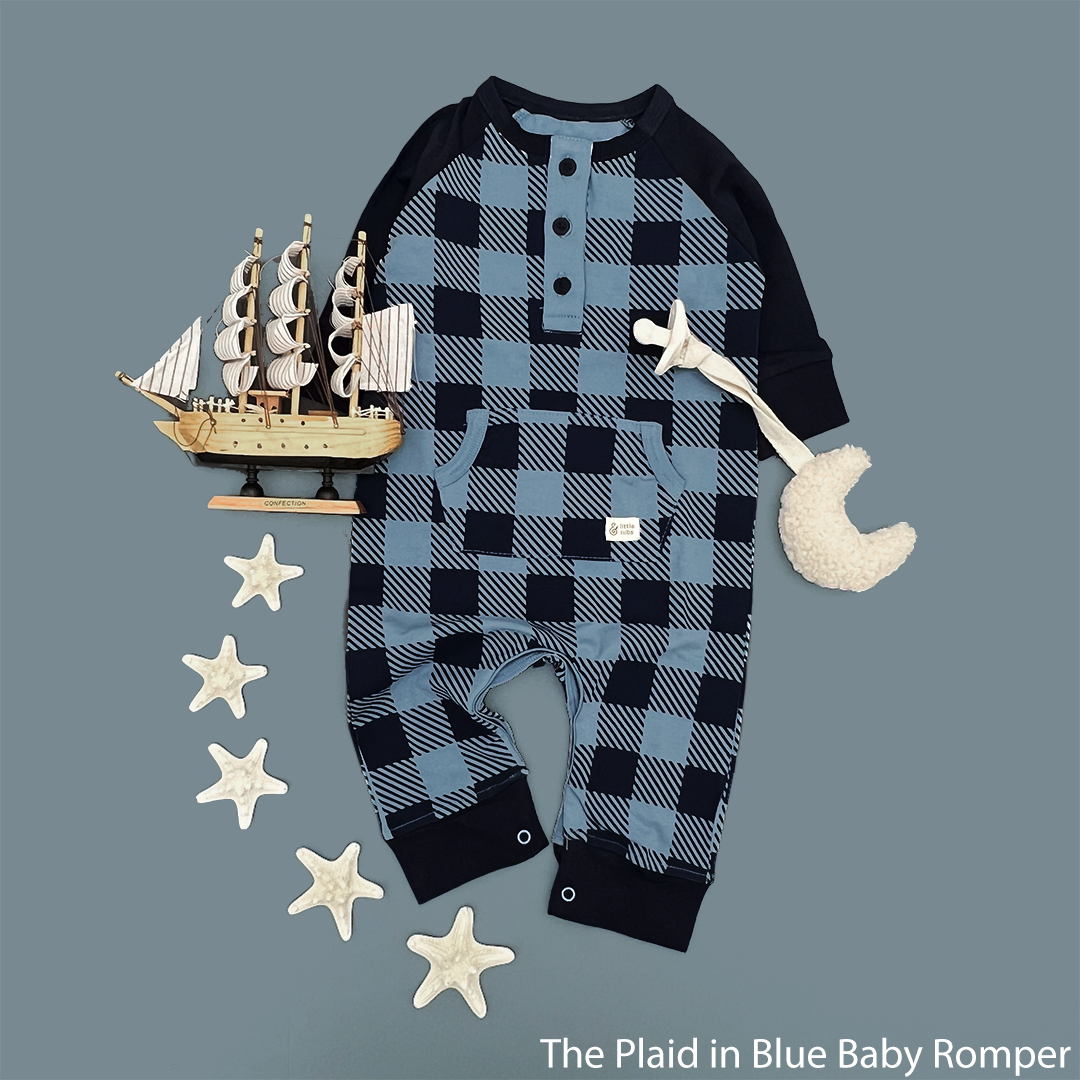 The Navy Plaid Fall Baby Boys Romper