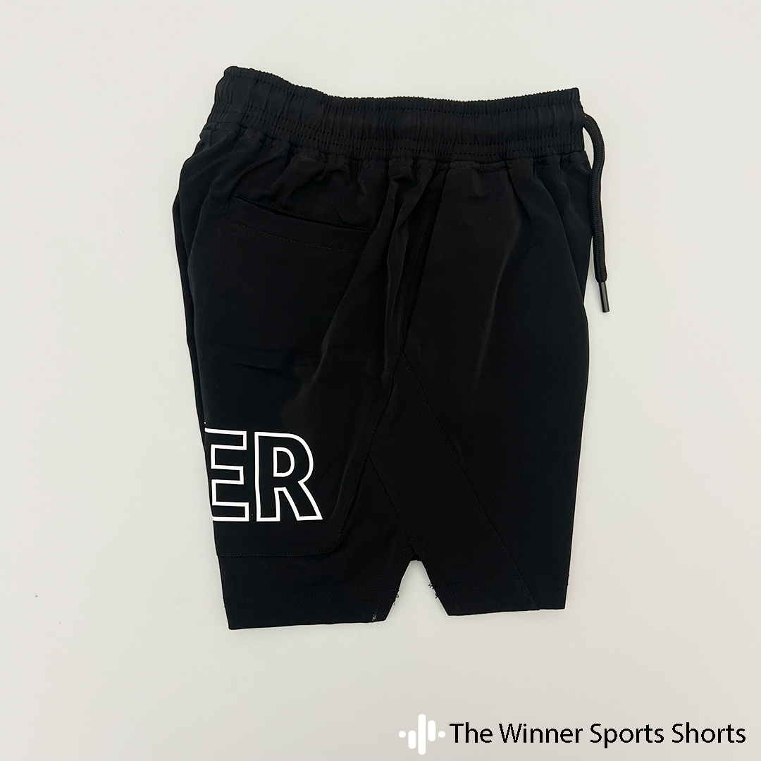 Winner in Black Sports Shorts