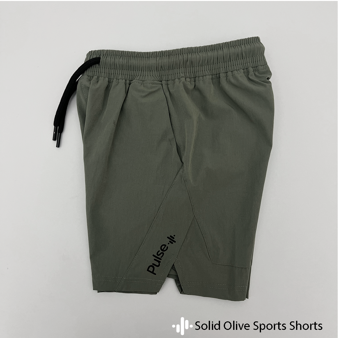 Solid Olive Sports Shorts