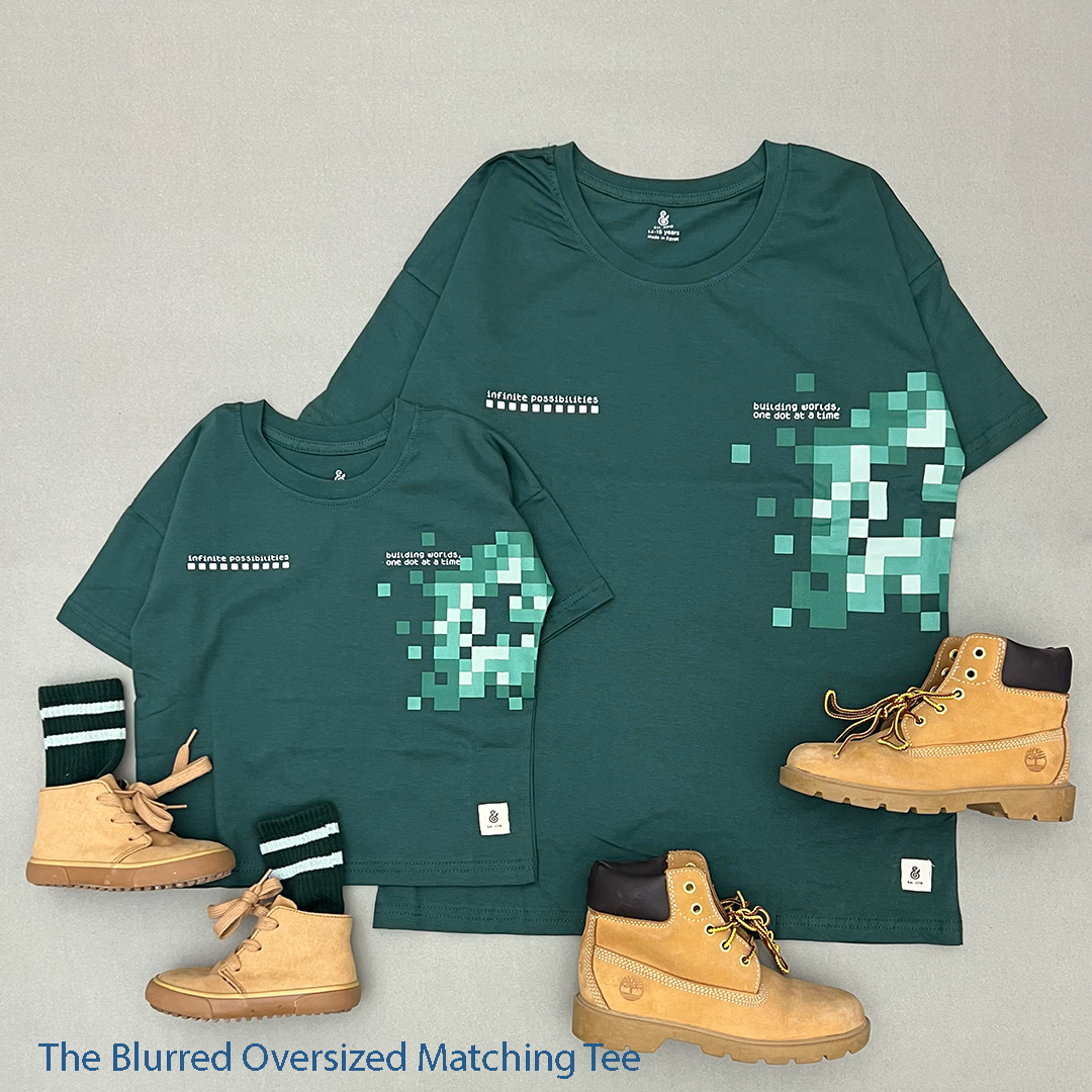 The Blurred in Forest Green Oversized T-Shirt ONLY For Boys