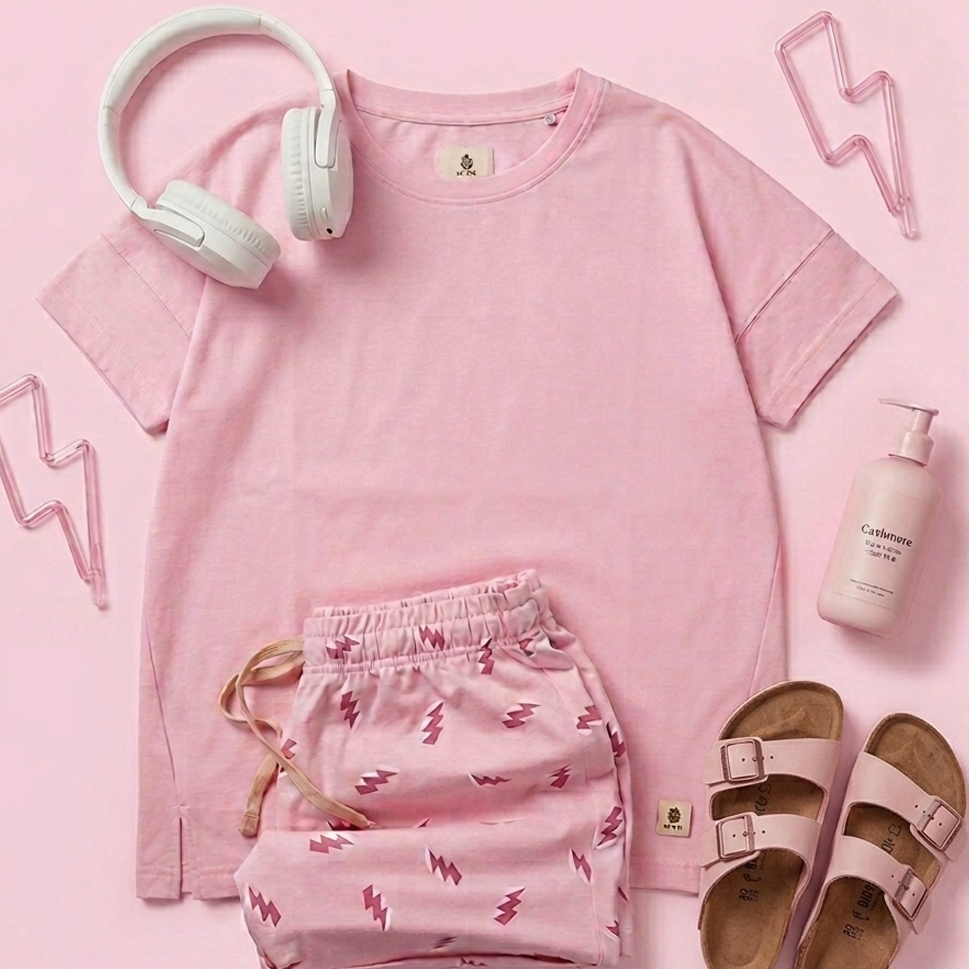 The Lightening in Light Pink Girls PJs