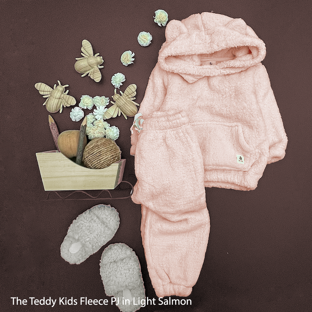 The Salmon Teddy Girls Fleece PJs