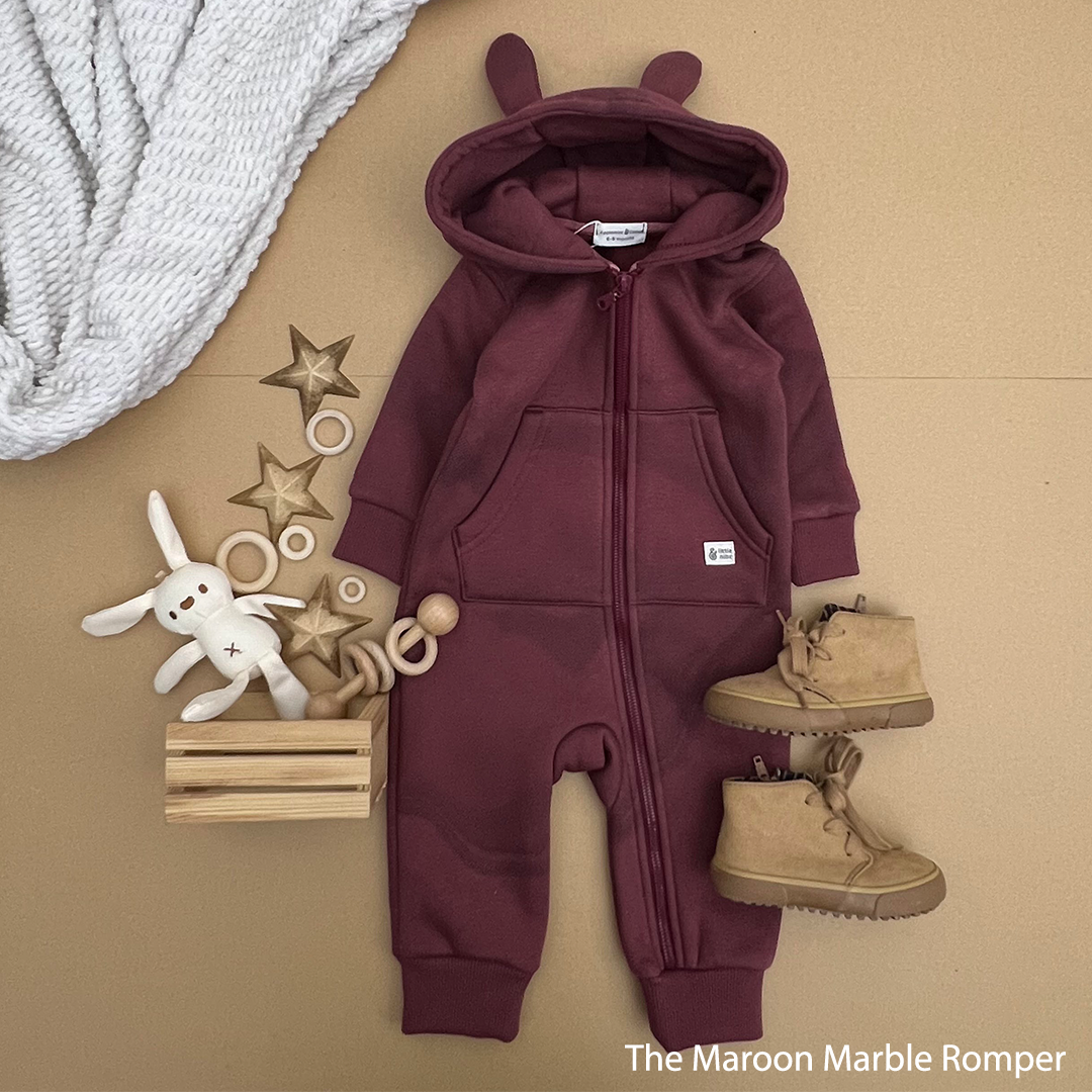 The Maroon Marble Baby Romper