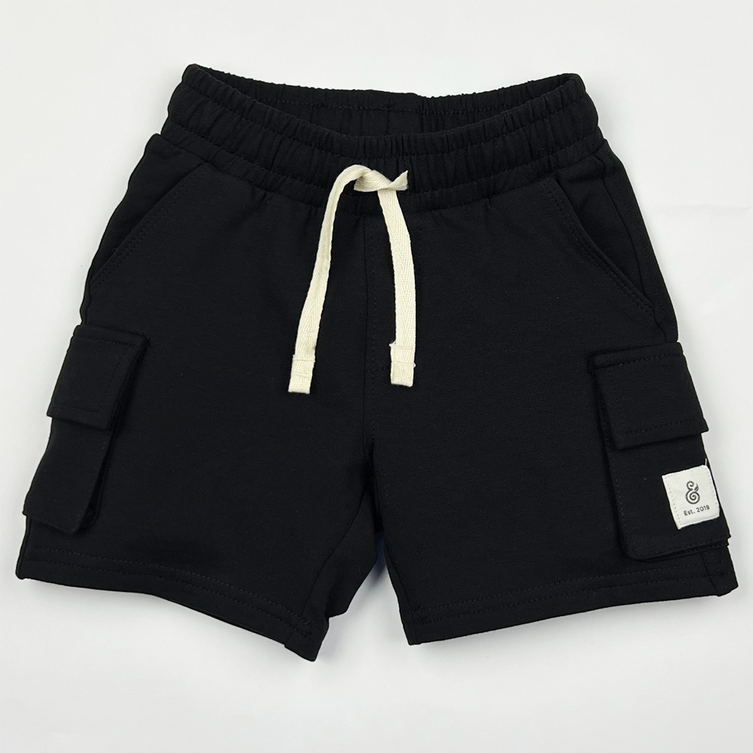 Black Cargo Kids Shorts
