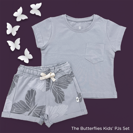Butterflies Girls PJs in Gray