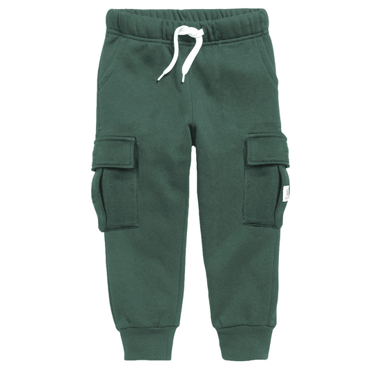 Unisex Fleece Cargo Jogger Pants With Two Side Pockets in Olive