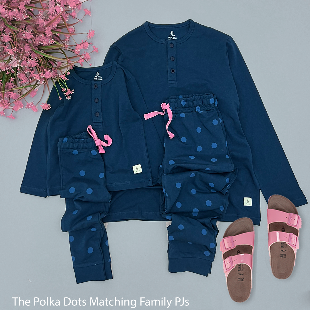 The Polka Dots in Celestial Blue Fall Girls PJs