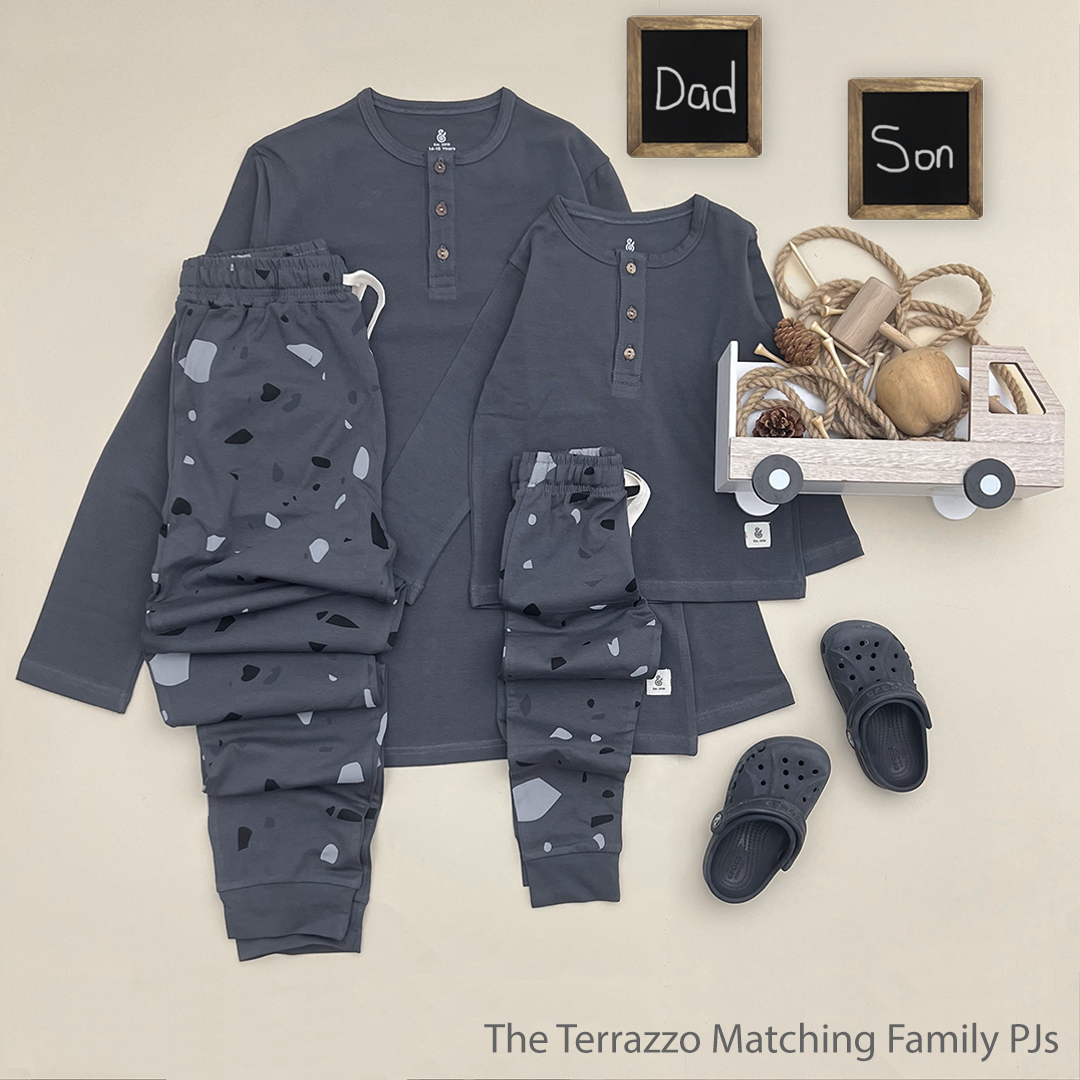 The Terrazzo in Charcoal Fall Boys PJs