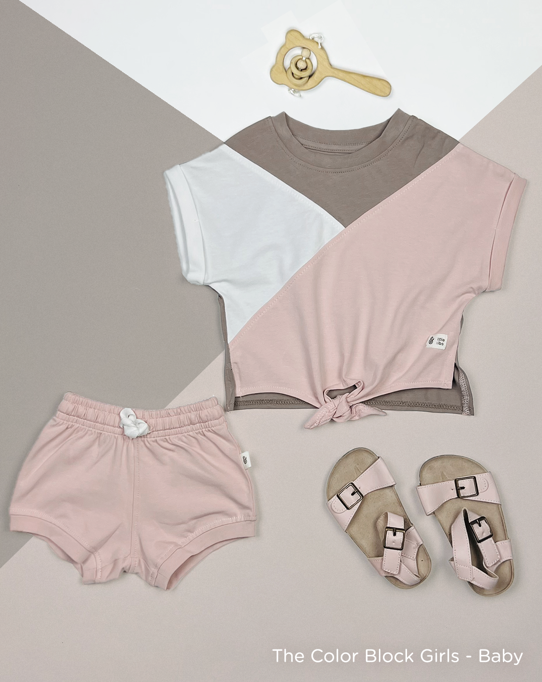 The Color Block Baby Girls Set in Cashmere and Taupe