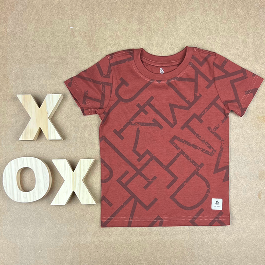The Text T-Shirt For Boys in Brick