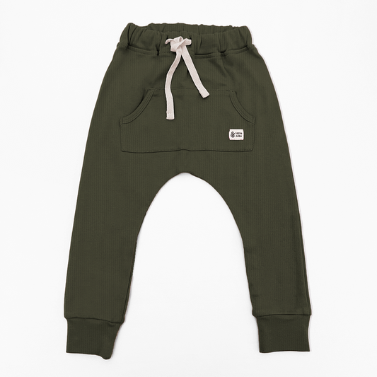 Dusty Olive Drop Crotch Joggers