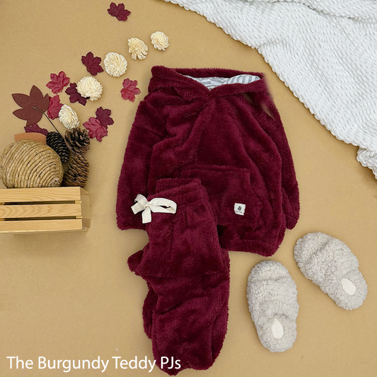 The Burgundy Teddy Kids Fleece PJs