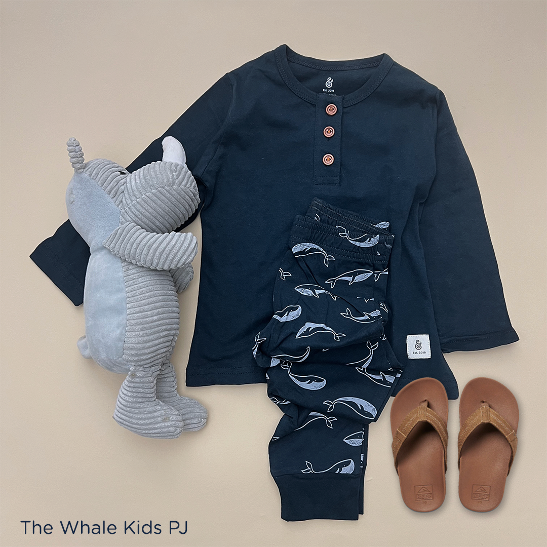 The Whales Kids' PJs in Dark Celestial Blue