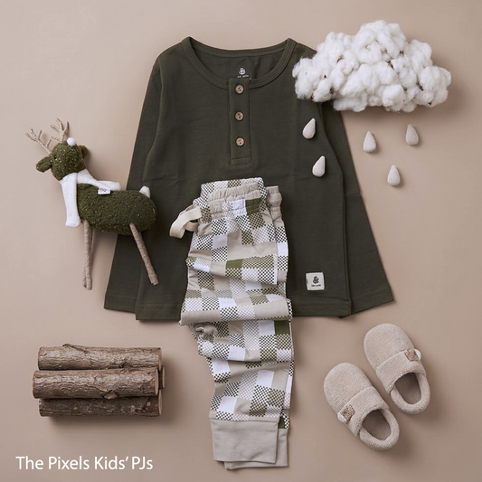 The Pixels in Olive Fall Boys PJs