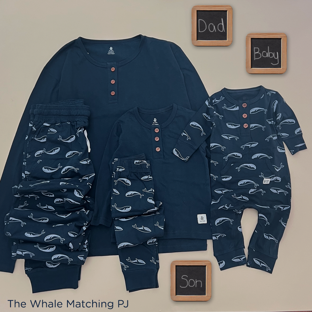 The Whales Kids' PJs in Dark Celestial Blue