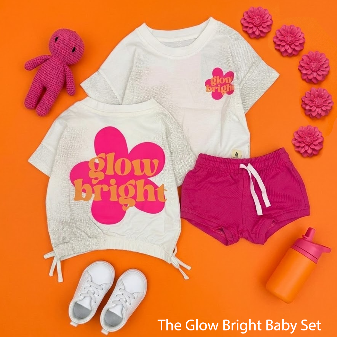 The Glow Bright in White Set For Baby Girls  (T-Shirt and Shorts ONLY)