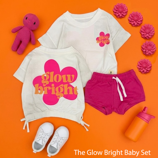The Glow Bright in White Set For Baby Girls  (T-Shirt and Shorts ONLY)