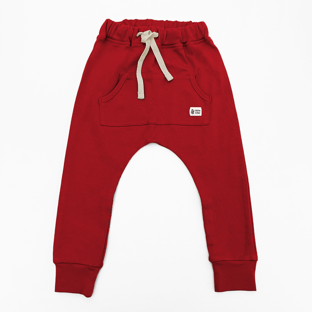 Red Drop Crotch Joggers