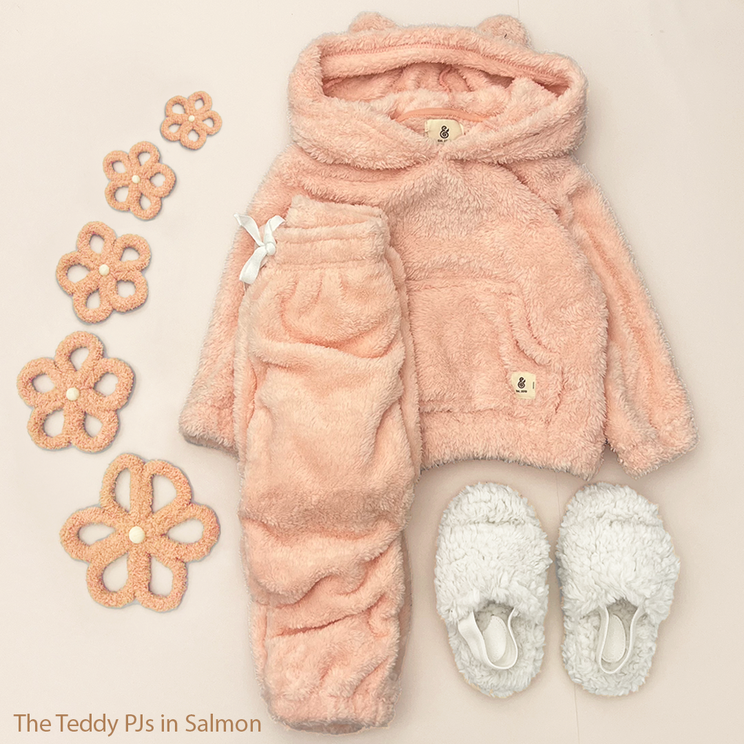 The Salmon Teddy Girls Fleece PJs