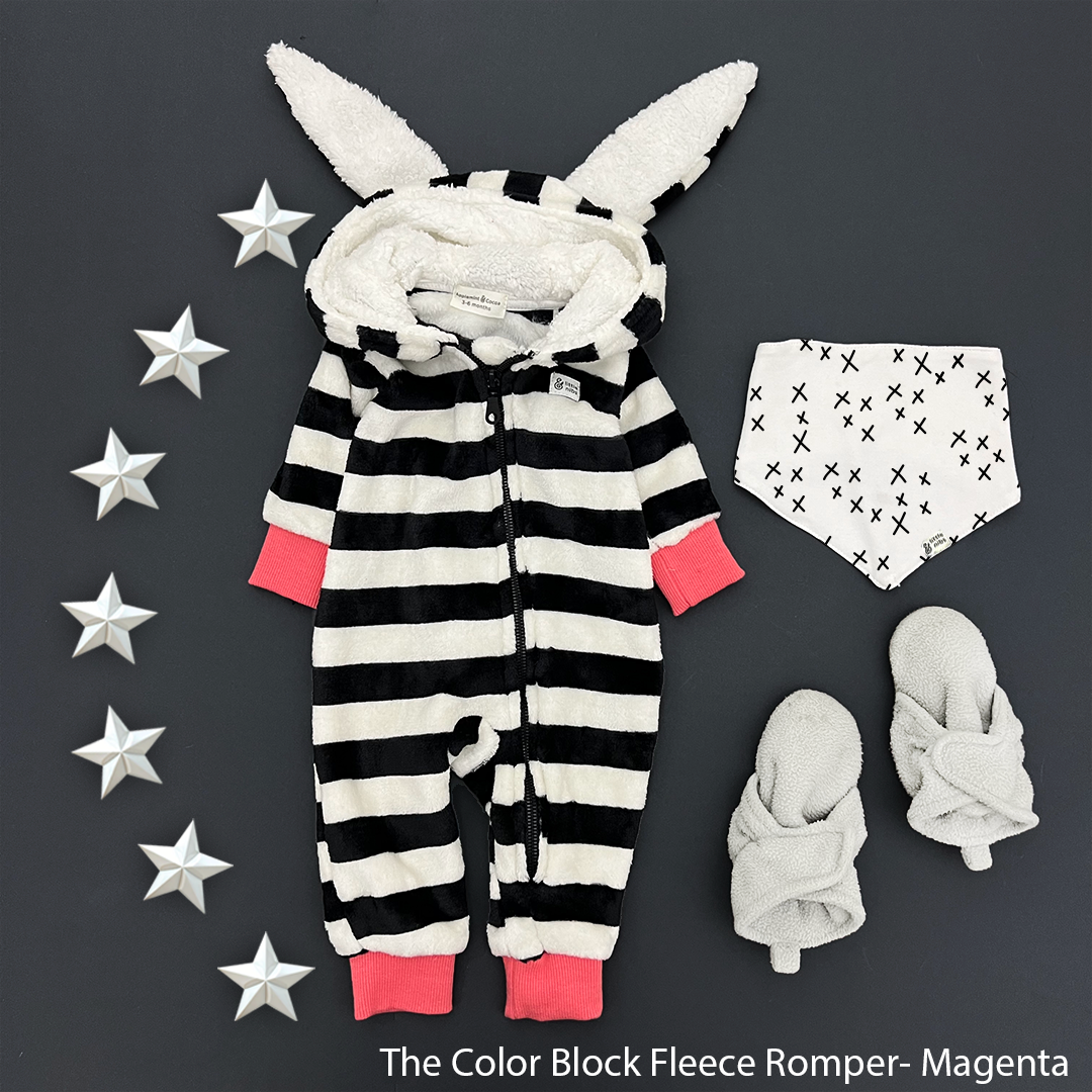 The Striped Plush Fleece Baby Romper