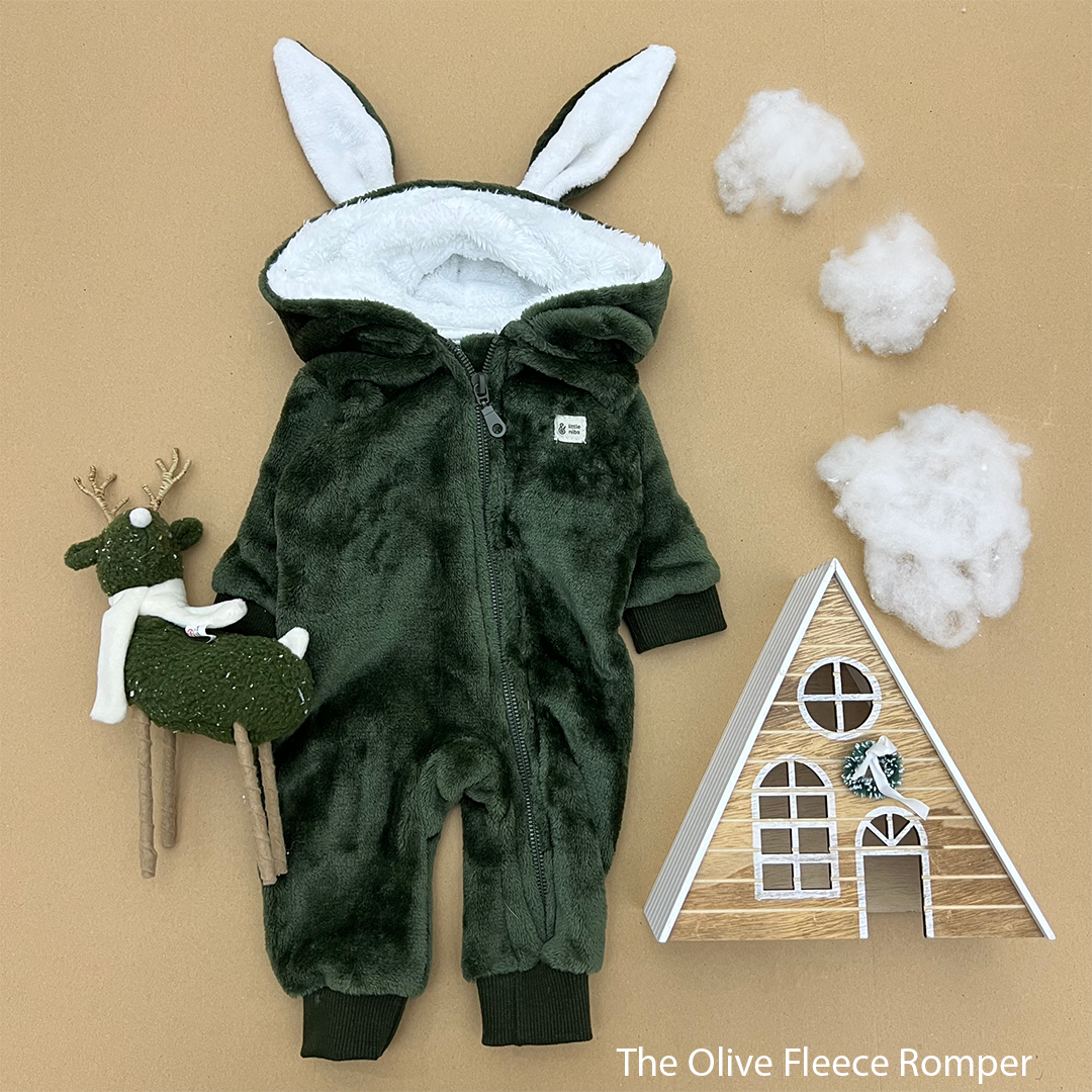 The Olive Plush Fleece Baby Romper