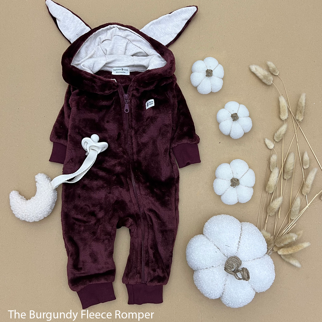 The Burgundy Plush Fleece Baby Romper