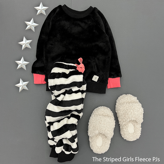 The Striped Fuchsia Girls Fleece PJs