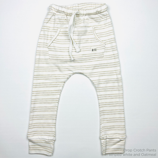 Striped Oatmeal Drop Crotch Joggers