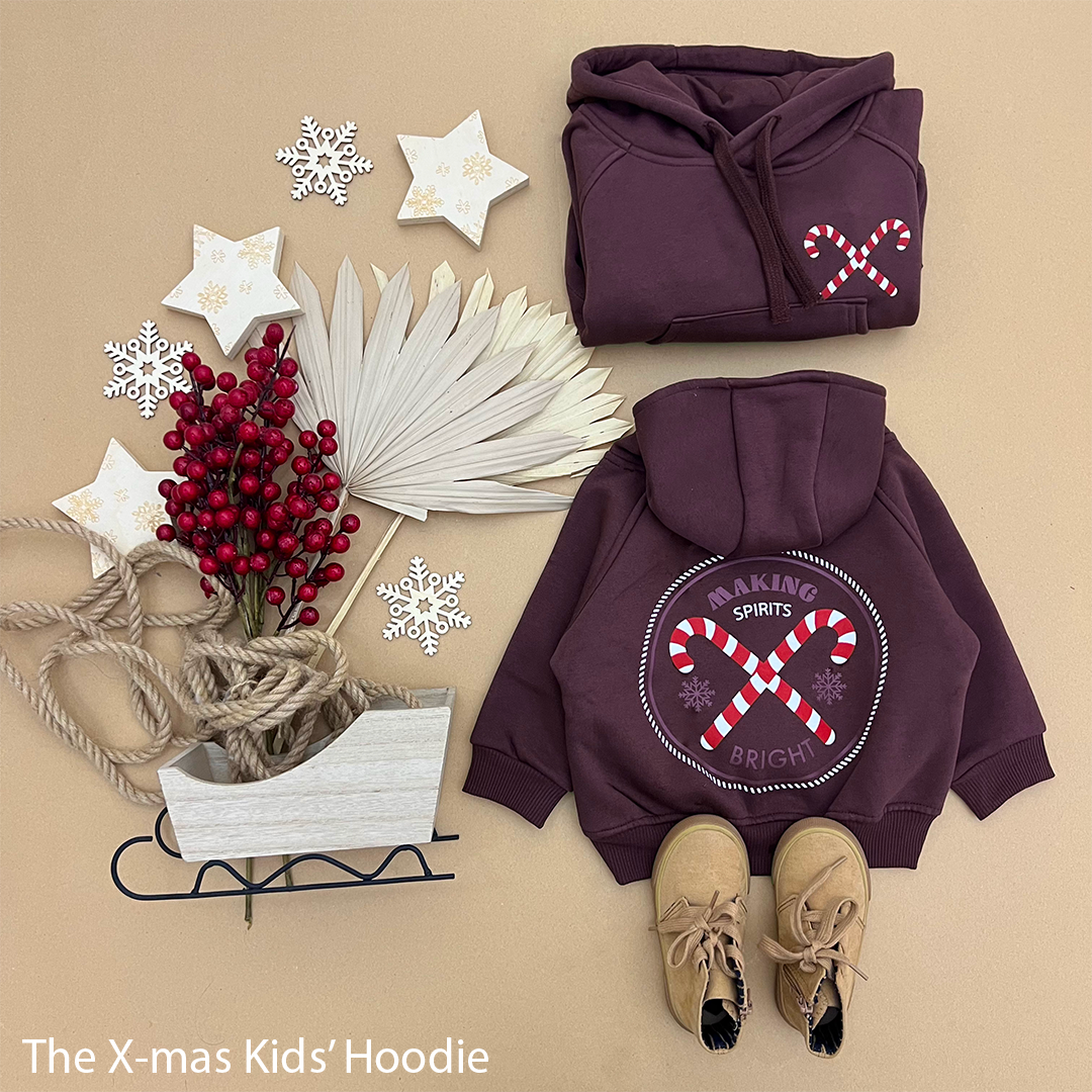 The Candy Cane in Burgundy Kids Hoodie (HOODIE ONLY)