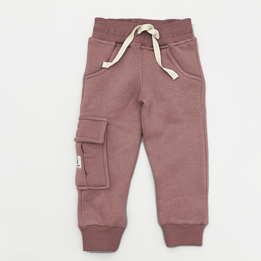 Girls Fleece Cargo Jogger Pants in Cashmere