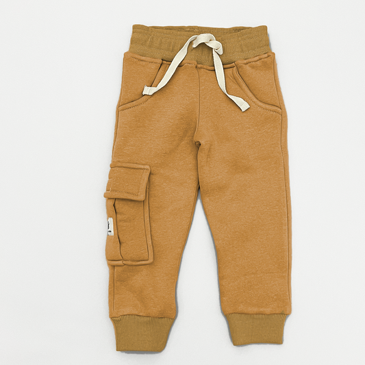 Unisex Fleece Cargo Jogger Pants in Mustard