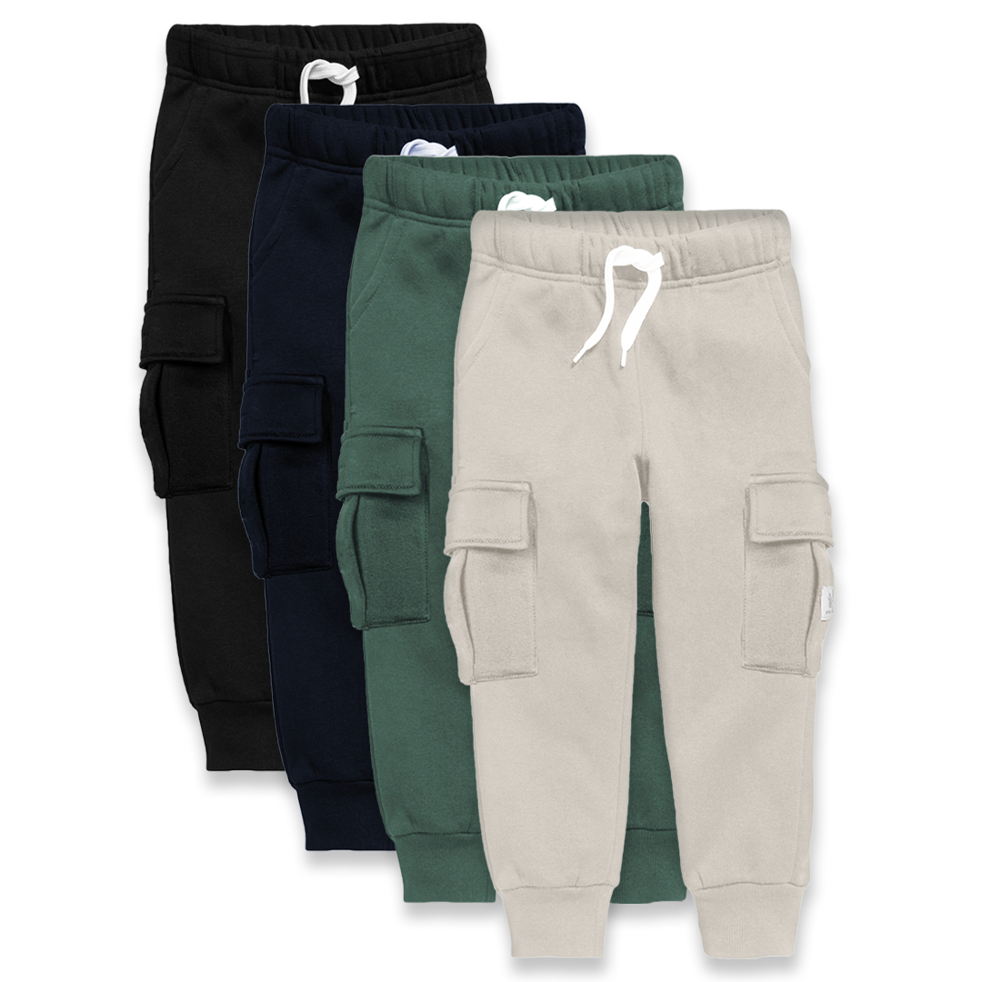 Unisex Fleece Cargo Jogger Pants With Two Side Pockets in Olive