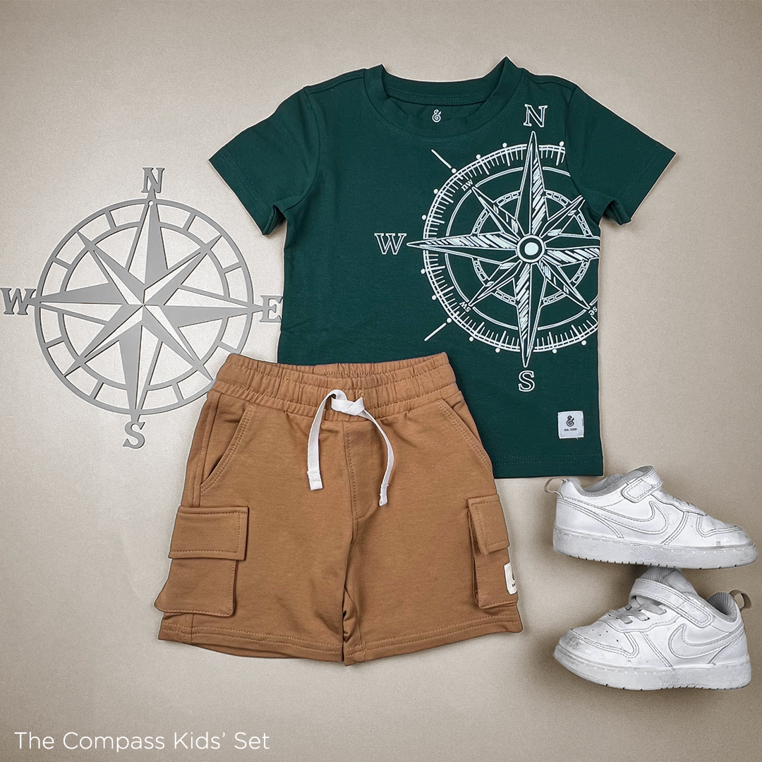 The Compass T-shirt ONLY For Boys in Hunter Green