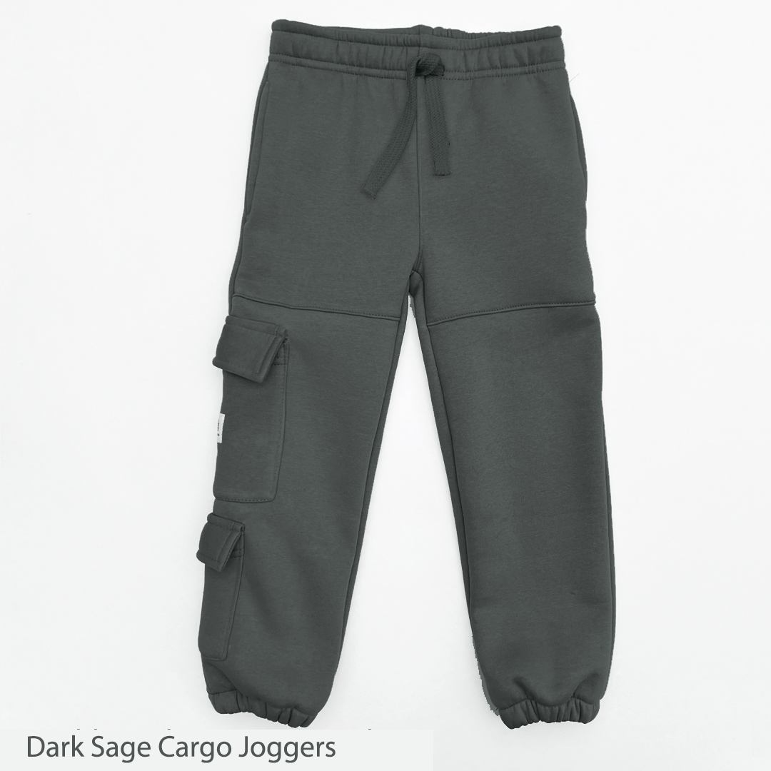 Dark Sage Unisex Fleece Cargo Double Pocket Jogger Pants