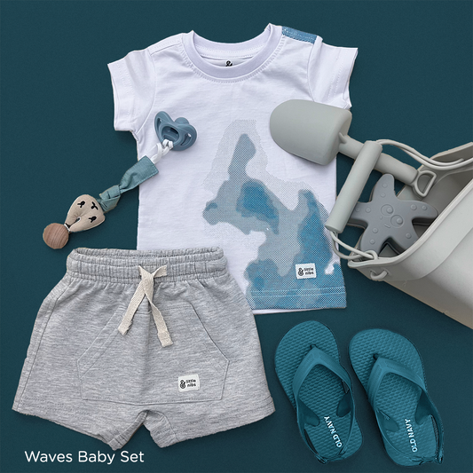 The Waves Set For Baby Boys in White