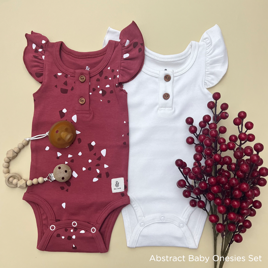 Abstract Ruffled Baby Onesies (Set of 2)