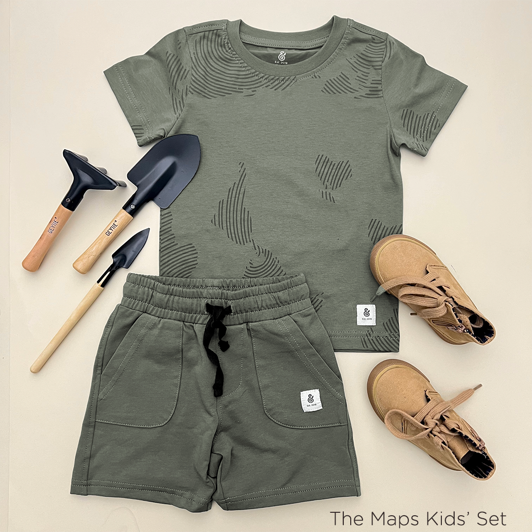 The Map T-shirt For Boys in Olive Green