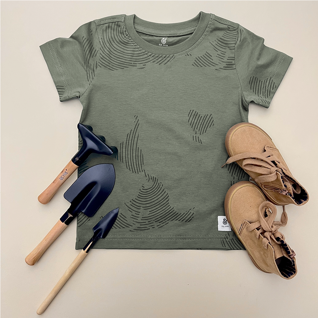 The Map T-shirt For Boys in Olive Green