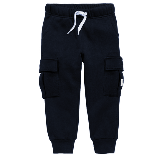 Unisex Fleece Cargo Jogger Pants With Two Side Pockets in Navy