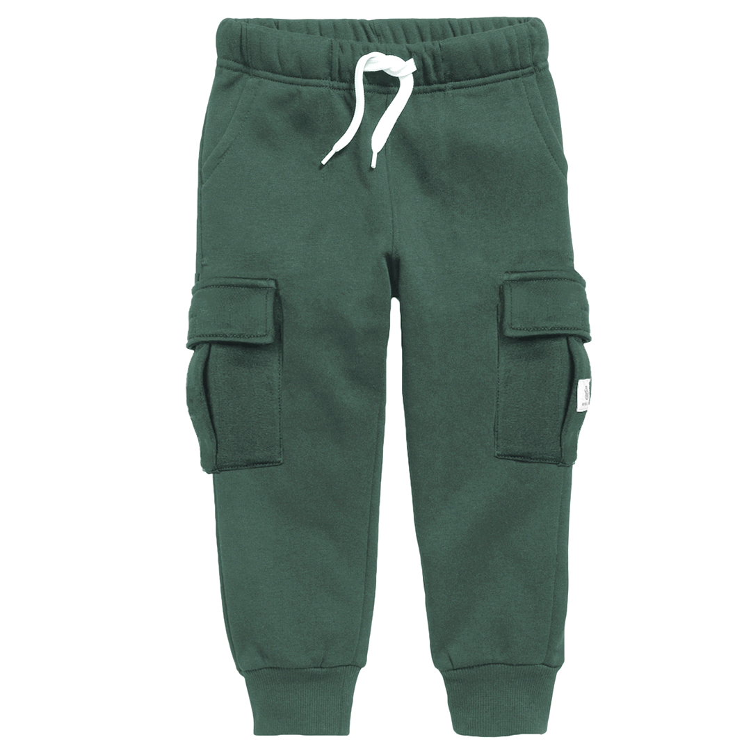 Unisex Fleece Cargo Jogger Pants With Two Side Pockets in Olive