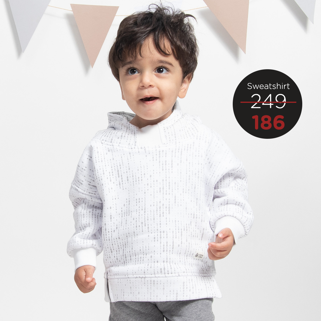 Binary Baby Boys’ Oversized Hoodie in White