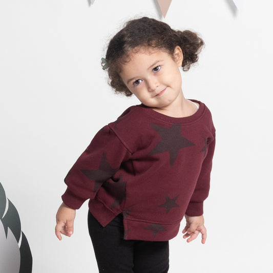 Stars Baby Girl’ Sweatshirt in Burgundy