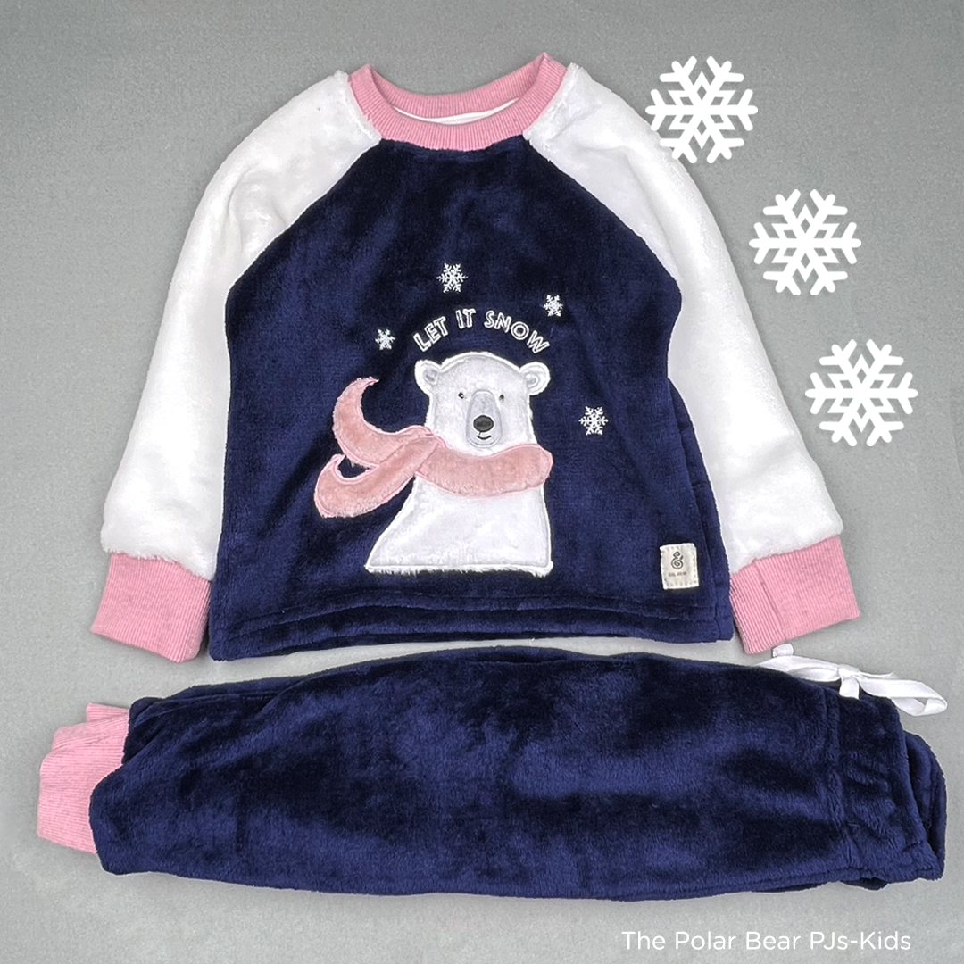 The Polar Bear Kids’ Fleece PJs in Navy