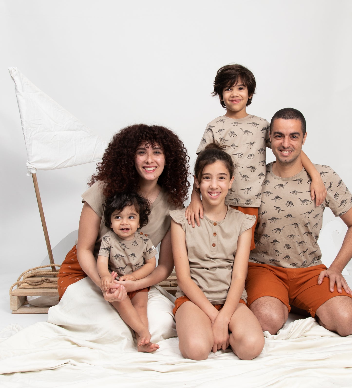 Sun rays Girl's Set in Taupe and Havan