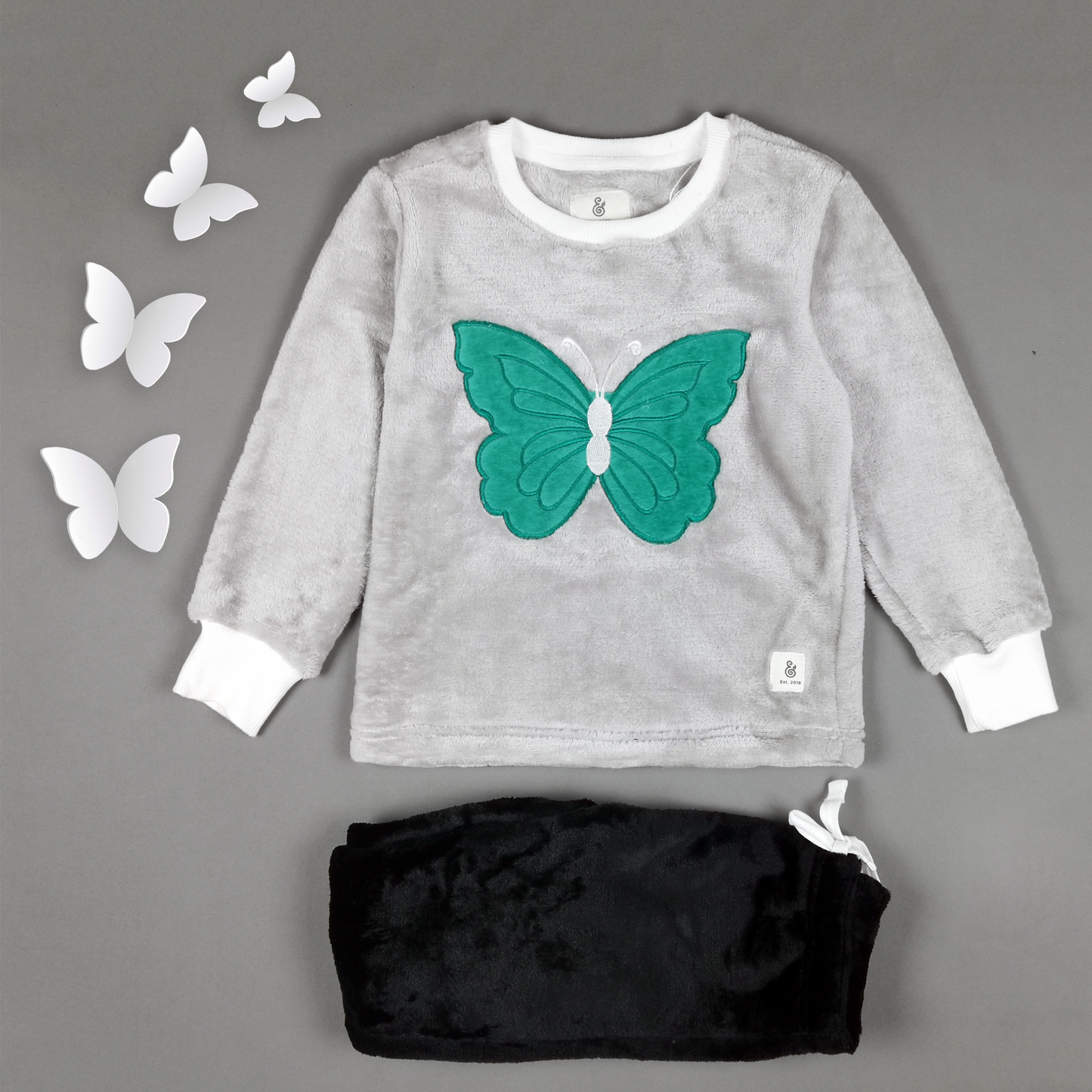 The Butterfly Adult Fleece PJ in Light Gray