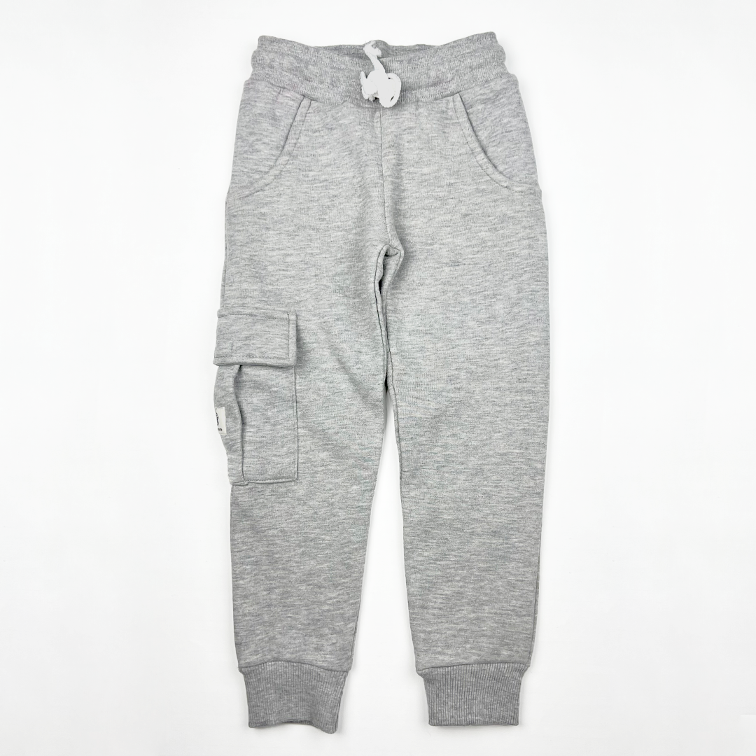 Unisex Fleece Cargo Jogger Pants in Heather Gray