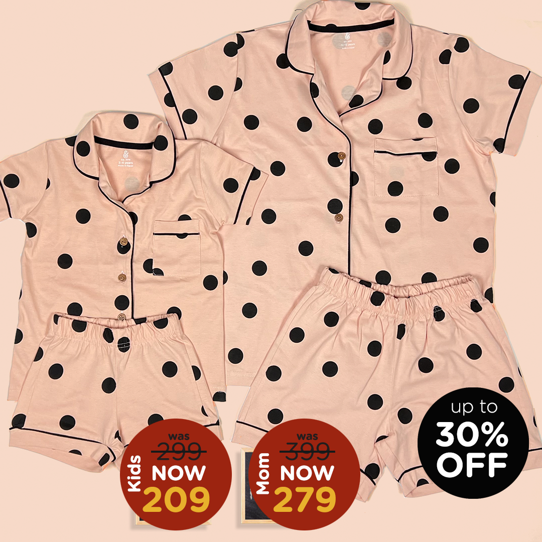 The Polka Dots Girls Button Down PJs in Salmon