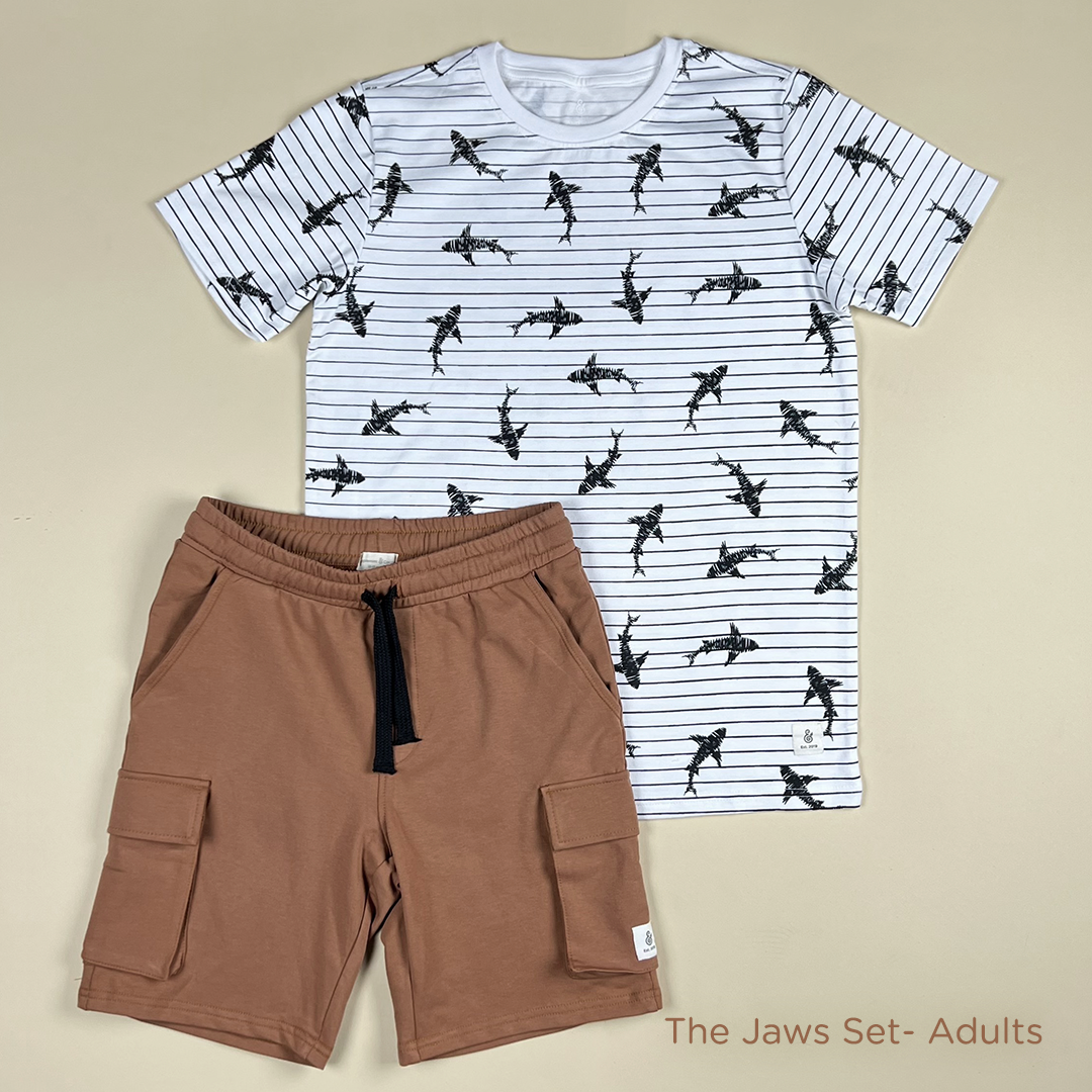 Jaws Men Set in White and Tan